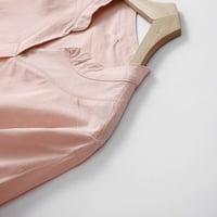 Upozorenje: ljetne haljine za žene, Ženska ležerna jednobojna haljina labavog kroja s ružičastim dekolteom u obliku Handbook, Handbook
