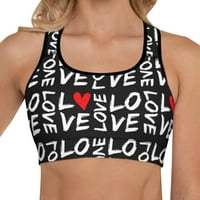 Ženska sportska odjeća s printom Valentinovo joga majica s printom ljubav majice bez rukava za vježbanje u teretani prsluk Crna majica