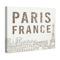 Gradovi Avenue i Skylines Wall Art Canvas ispisuje 'Pariška Francuska' Europski gradovi - smeđa, bijela
