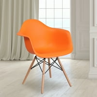 Flash namještaj serije; narančasta plastična stolica s drvenim nogama