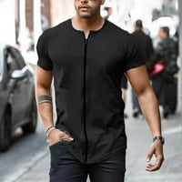 Majica za vježbanje muška muška ljetna ležerna majica s patentnim zatvaračem bluza kratkih rukava s okruglim vratom majica Muška