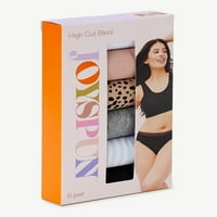 JOYSPUN Ženski pamuk Hi Cut Bikini gaćice, 6-pack, veličine S do 2xl