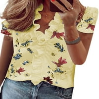 Široka ležerna bluza topovi Ženska majica Ženska ljetna tunika kratkih rukava cvjetni Print tunika za plažu za odmor široka majica