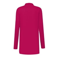 Ženski kardigan, lagan s otvorenim prednjim dijelom, ležeran, jednobojan, dugih rukava, jakna srednje duljine, vruće ružičasta;