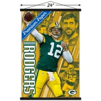 Green Bay Packers - Zidni plakat Aaron Rodgers s drvenim magnetskim okvirom, 22.375 34