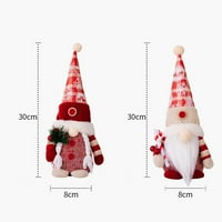 Ajufe Božićni plišani šešir za lutke snježne pahulje borova igla ukras od trske od slatkiša bijeli zalisci pletenica prugaste ruke