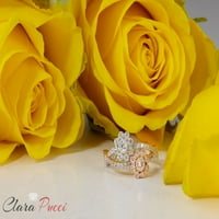 Prozirni prsten s imitacijom dijamanta okruglog reza 0. Karat od 18 karatnog zlata s aureolom za godišnjicu zaruka, veličina 10,75