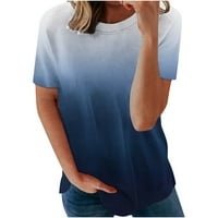 Topovi za žene, ljetne ženske modne udobne Ležerne bluze s okruglim vratom s kratkim rukavima i printom