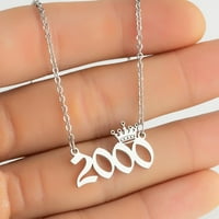 privjesak s brojem, ogrlica s godinom, kruna, lanac od nehrđajućeg čelika, ženska ogrlica, rođendanski poklon, srebro