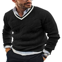 Muški rastezljivi pulover za putovanja, pletenina, Jednobojni pulover, ležerna gornja odjeća s dugim rukavima, crna 2 inča