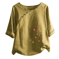 + / Ženske majice s cvjetnim printom Plus size, Vintage bluza s kratkim rukavima, majica s kratkim rukavima