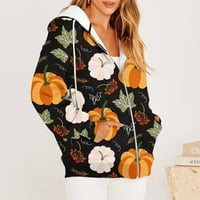 Zimske jakne s cvjetnim printom za žene, kaputi s patentnim zatvaračem dugih rukava, opuštena ležerna gornja odjeća