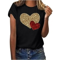Ženske majice sa smiješnim printom Leopard majica za Valentinovo slatke majice ljubavnog srca proljetne majice s okruglim vratom