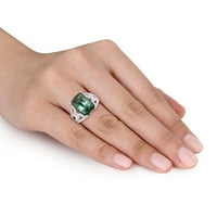 Miabella Ženska 4-karata zelena turmalina karat dijamant 14kt bijelo zlato halo koktel prsten