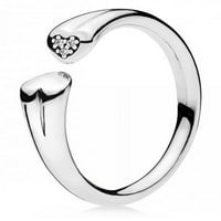 Otvoreni prsten od dva srca od srebra s mikro perlicama od 196572.