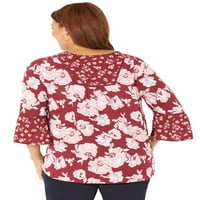 Ženska Georgette bluza u seljačkom stilu Plus Size U donjem dijelu s dvostrukim printom
