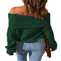 Ženski pleteni džemper s ramena pulover dugih rukava džemper 90-ih majica za djevojčice Vanjska odjeća