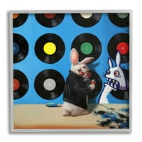Stupell Industries Graffiti Rabbit uzorak za rekord trećih očiju Framed Wall Art, 24, dizajn Lucia Heffernan