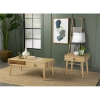 Moderni drveni završni stol od 22 kvadrat s 1 ladicom od prirodnog drva