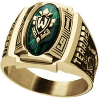 Zadržati personalizirani muški prsten za varsity klasu dostupan u valadijskim metalima, Valadium s dva tona, srebro plus, 10kt zlatno
