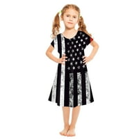 Haljine za djevojčice u prodaji ispod 100 dolara za malu djecu, slatka haljina kratkih rukava s printom zvijezde za Dan neovisnosti