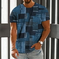 Muške košulje Muška majica kratkih rukava s printom ljetni gornji dio s okruglim vratom ležerna majica u plavoj boji 3 inča