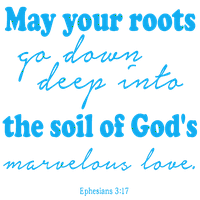 Efežanima 3: Neka vaši korijeni idu duboko u... Citat na vinilnoj naljepnici-velika-azurno plava