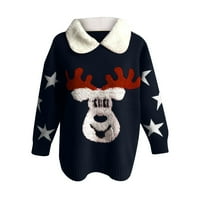 2 / ženski džemperi plus size novi dolasci zimski ženski Božićni džemperi s printom, spoj, rever, džemper dugih rukava, topovi, bluza,