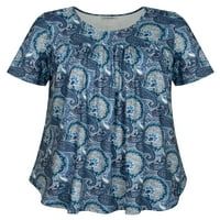 Ženska majica kratkih rukava A $ $ Plus size lepršavi vrhovi tunike Ležerne bluze s uzorkom