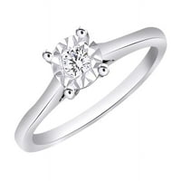 Prsten od bijelog prirodnog dijamanta od bijelog zlata od 10 karata veličina prstena-8,5