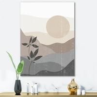 Minimalistički Zalazak sunca nad planinskim krajolikom slikarstvo na platnu umjetnički tisak