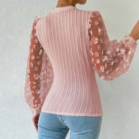 Elegantna bluza za žene modni cvjetni šavovi od čipke prozirni džemperi s dugim rukavima s imitacijom vrata labavi topovi udobna