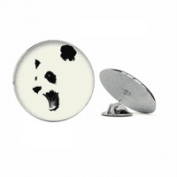 Panda crno-bijela s otvorenim ustima blok u boji okrugli metalni broš za šešir