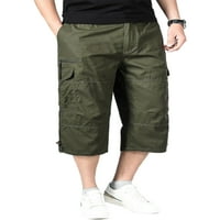 Ljetne muške teretne kratke hlače, Ležerne široke ošišane hlače, elastične elastične hlače u struku, ravne hlače s džepovima