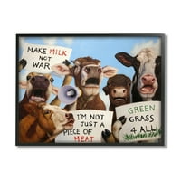 Stupell Industries protestirajući krave smiješne seoske poljoprivredne stoke jednakost životinja, 16 godina, dizajn Lucia Heffernan
