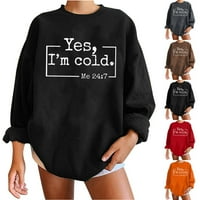 Ženski pulover u donjem rublju, majica s okruglim vratom s grafičkim printom, puloveri s ramena s dugim rukavima, majice za žene,