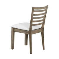 Rustikalna hrastova bočna stolica od bijele kože od hrastovine, set od 2