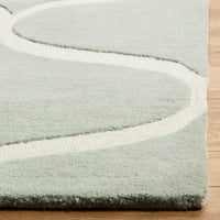 Tepih od vune u geometrijskom uzorku, siva slonovača, kvadrat 6' 6'
