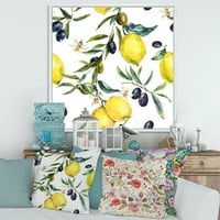 DesignArt 'Olive i limunove grane II' Tropska uokvirena platna zidna umjetnička tiska