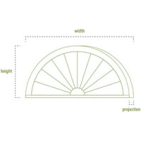 Ekena Millwork 86 W 22-1 2 H 2 P vrhunac kapice Sunburst Arhitektonski stupanj PVC pediment