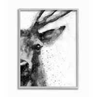 Stupell Industries Buck Reindeer Antlers Wild Forest Animal Crno bijela uokvireni zidni umjetnički dizajn Brandon Wong, 16 20
