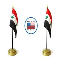 Skup zastava Made in USA. Sirijski Okrug 4 96 minijaturni uredski stol i male stolne zastave za mahanje rukama uključuju brončane