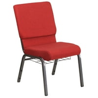 Crkvena stolica serije 18,5 crvena Tkanina od crvene tkanine s držačem za knjige sa šalicama-okvir od srebrnih vena