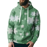 Muški jesenski / zimski džemperi za odmor, putovanja, sport s božićnim printom, ugrađeni džemper s kapuljačom s dugim rukavima, džepni