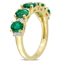1- Carat T.G.W. Stvoren Smaragd i stvorio bijeli safir žuti pozlaćeni srebrni prsten i polu-uvjetni pojas