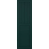 Ekena Millwork 12 W 60 H True Fit Pvc Farmhouse kombinacija ravne ploče Fiksna nosača, toplinska zelena