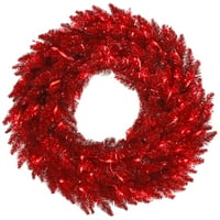 Lažni Božićni vijenac od crvene smreke od 90, crvena LED svjetla od 9 dolara-Božićni vijenac od šljokica od 9 dolara-sezonski unutarnji
