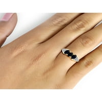 Nakit klub safir prsten nakit s kamenom rođenja-2. 14-karatni srebrni safirni prsten s naglaskom na bijeli dijamant - prstenovi od