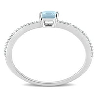 Carat T.G.W. Nebo plavi Topaz i Carat T.W. Dijamantni 10K prsten za obećanje o bijelom zlatu