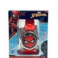 Dječji sat Spider-Man-a u silikonskom remenu s metalnim rotirajućim vrhom u crvenoj boji